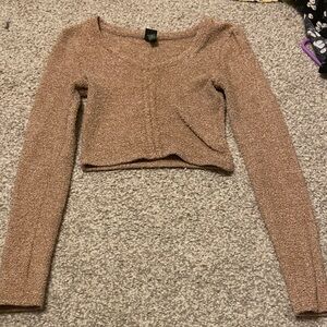 Wild Fable Tan Long Sleeve Crop Top